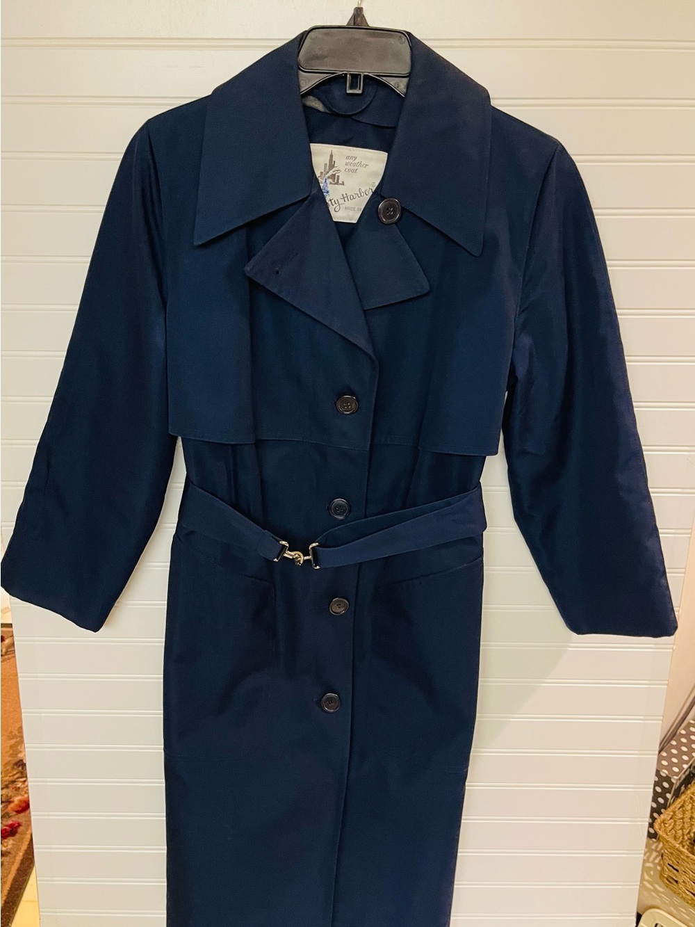 Mariner III Misty Harbor Trench Coat Sz 12 Reg Blue USA EUC RARE VTG